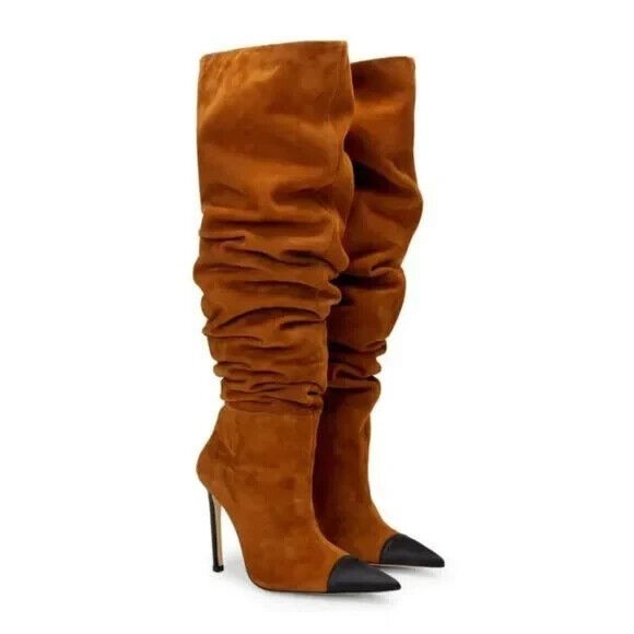 Good American Shoes - GOOD AMERICAN Women The Weekend Over The Knee Tan Suede Boots 6